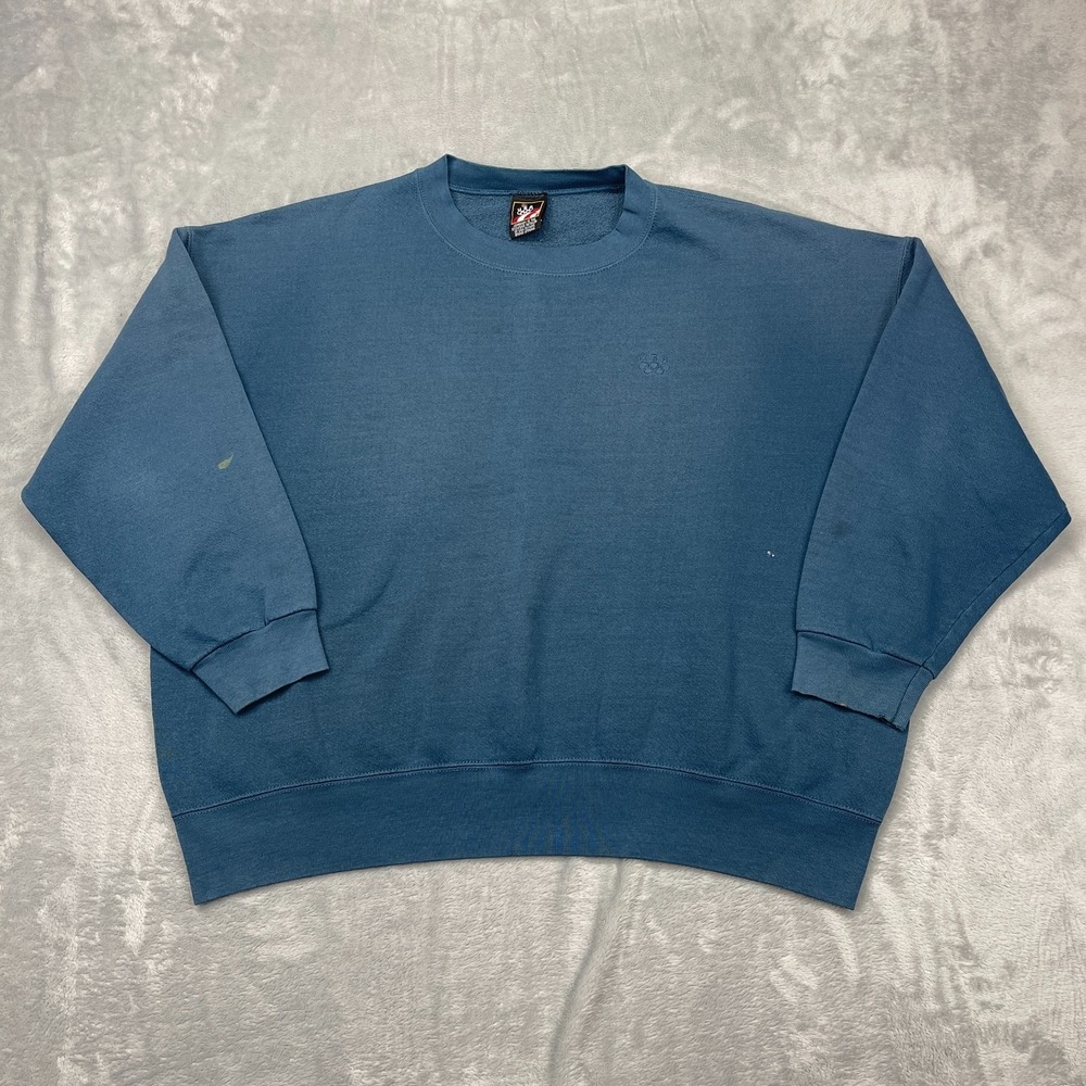 Vintage 90s USA Olympics Sweatshirt Men 3X Blue Fleece Lined Oversized Crew Neck